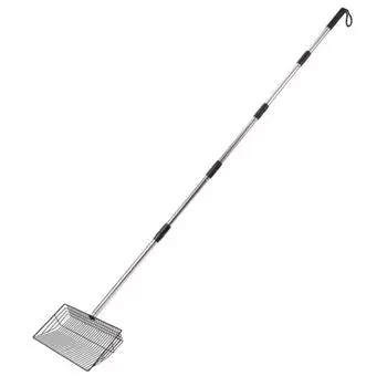 Совок для куриного помета 4-в-1, лопата для просеивания птичьего помета для кур с ручкой, помет, курятник, питомец rectangular чёрный