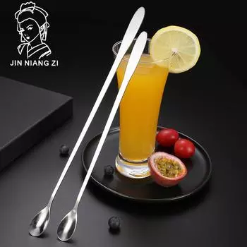 Совок для льда из нержавеющей стали, удлиненная ложка для перемешивания кофе, десертная ложка для мороженого с длинной ручкой