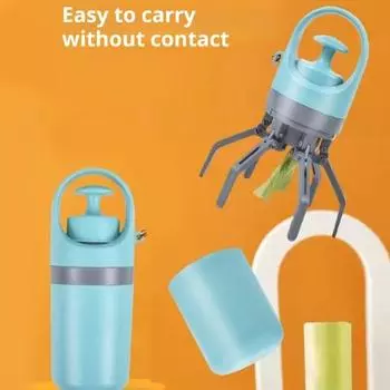 Совок для собачьих экскрементов Yousheng с дозатором мешков, портативный сборщик экскрементов с когтями, бесконтактный инструмент для сбора собачьих отходов для маленьких, средних и больших собак синий