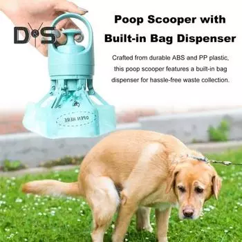 Совок для собачьих какашек, бесконтактный ручной совок для собачьих какашек с дозатором мешков, портативный очиститель для сбора отходов домашних животных небесно-голубой
