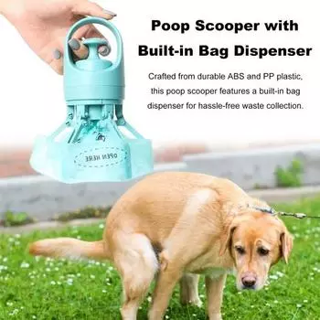 Совок для собачьих какашек Бесконтактный ручной совок для собачьих какашек с дозатором мешков Портативный очиститель для сбора отходов домашних животных небесно-голубой