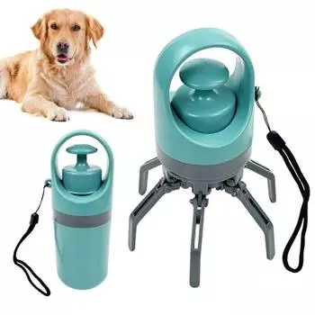 Совок для собачьих какашек Бесконтактный ручной совок для собачьих какашек с дозатором мешков Портативный очиститель для сбора отходов домашних животных небесно-голубой