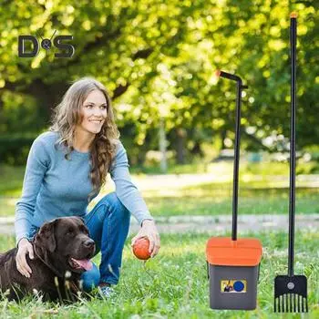 Совок для собачьих какашек, длинная ручка, вращающийся контейнер и грабли, комплект совок для собачьих какашек с 35 мешками для мусора для лужайки, двора, собачьей будки Sets