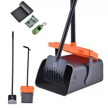 Совок для собачьих какашек Yousheng с длинной ручкой, вращающийся контейнер и грабли, комплект с 35 мешками для мусора для собачьей будки на газоне и дворе Sets