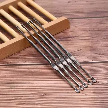 Совок для ушей с двойной головкой из нержавеющей стали Западный спиральный совок для ушей