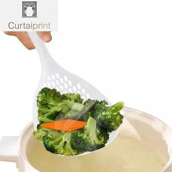 Совок-сито, дуршлаг с прорезями, ложка для макарон, пластиковая ложка-скиммер с ручкой, лопатка для слива еды для приготовления пищи на кухне белый
