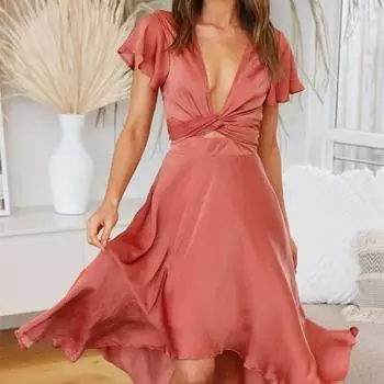 SOWOOLIFE женские модные летние весенние однотонные повседневные платья с короткими рукавами и v-образным вырезом с принтом