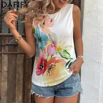 SOWOOLIFE женские модные повседневные блузки и рубашки без рукавов с круглым вырезом и цветочным принтом S розовый