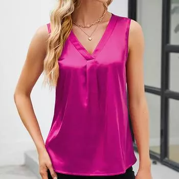 SOWOOLIFE женские модные повседневные однотонные футболки и топы без рукавов с v-образным вырезом и принтом