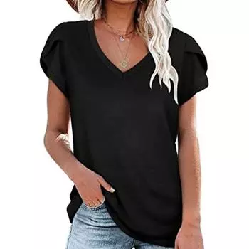 SOWOOLIFE женские модные повседневные однотонные футболки и топы с короткими рукавами и v-образным вырезом с принтом