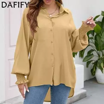 SOWOOLIFE женские модные повседневные однотонные рубашки-поло с длинными рукавами и принтом, блузки и рубашки S