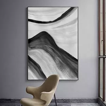 Современная абстрактная геометрическая настенная живопись на холсте, черный, серый цвет, печать плакатов, фотографии в скандинавском стиле, домашний декор для гостиной 20cm40cm NoFrame