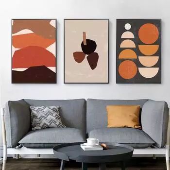 Современная абстрактная геометрическая настенная живопись «Солнце и Луна», холст, живопись, скандинавские постеры и принты, радужная картина для гостиной, домашний декор 21cm30cm NoFrame