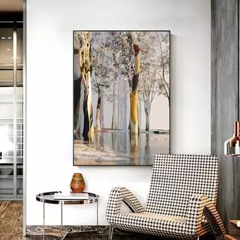 Современная абстрактная картина маслом «Древо жизни», печать на холсте, постеры, красочное дерево, настенная картина для декора гостиной 21x30 No Frame