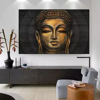 Современная абстрактная картина на холсте Goden Будда постеры и принты портретные настенные панно Cuadros гостиная домашний декор без рамки 20cm40cm NoFrame
