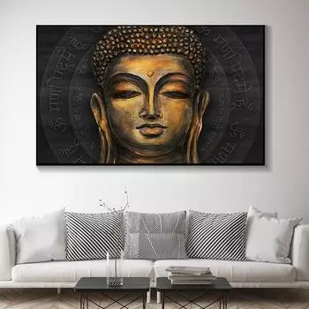 Современная абстрактная картина на холсте Goden Будда постеры и принты портретные настенные панно Cuadros гостиная домашний декор без рамки 21*30cm