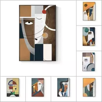 Современная абстрактная картина с персонажами, граненая геометрия, холст, печать плакатов, Настенная картина Пикассо для гостиной 21cm30cm NoFrame