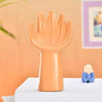 Современная абстрактная керамическая фигурка руки | Символ элегантности и креативности | Роскошный штрих для вашего пространства | Упаковка 1 шт., Персиковый