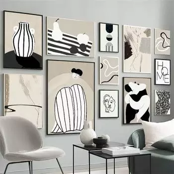 Современная абстрактная линия тела, лица, ваза, минимализм, декор для гостиной, постеры и принты, настенная живопись на холсте, настенные картины для дома A4 21X30cm No Framed