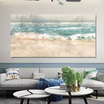 Современная абстрактная настенная живопись на холсте, пляжный серфинг, пейзаж, постер, художественные принты, подходит для гостиной, домашний декор, безрамный 20x40cm
