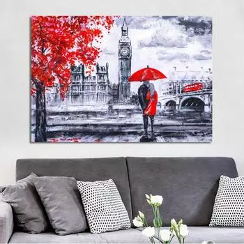 Современная абстрактная пейзажная картина маслом на холсте, печать на плакатах, настенная живопись, влюбленные и Биг Бен в Лондоне, декор, фотографии 21*30cm