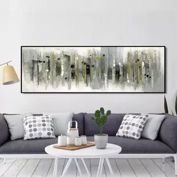 Современная абстрактная серо-зеленая картина маслом на холсте, постеры и принты, настенные художественные картины для гостиной, Декор Куадрос, без рамки 20*40cm