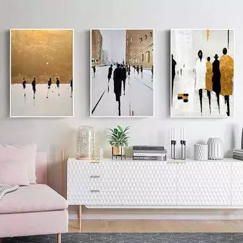 Современная абстрактная уличная пешеходная художественная картина маслом на холсте, настенная живопись, плакат, печать, фотографии для гостиной, домашний декор, без рамки 21*30cm No Frame
