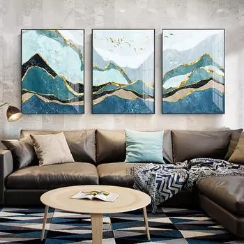 Современная абстрактная зеленая Золотая фольга, холст, картина, пейзаж, настенные панно, постеры, принты для гостиной, скандинавский настенный художественный декор 21cm30cm NoFrame