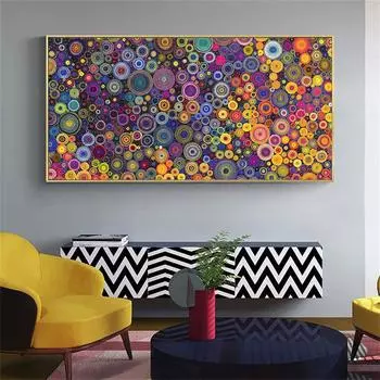 Современная акварель, абстрактная точка круга, плакат с принтом, холст, настенная живопись, декоративная живопись для гостиной, спальни, домашний декор, без рамки 20*40cm