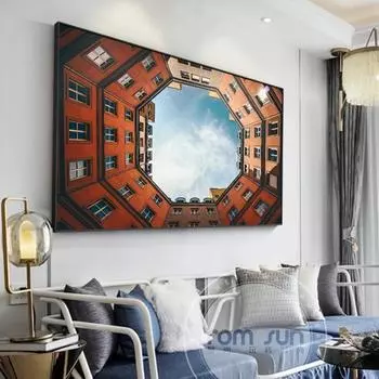 Современная архитектура, холст, картина, модная художественная настенная картина для гостиной, спальни, HD, современный городской плакат с принтом, домашний декор 21*30cm