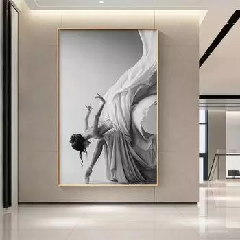 Современная балерина Пейзаж Холст Картина Плакаты и принты Настенная картина для декора гостиной без рамки 21*30cm