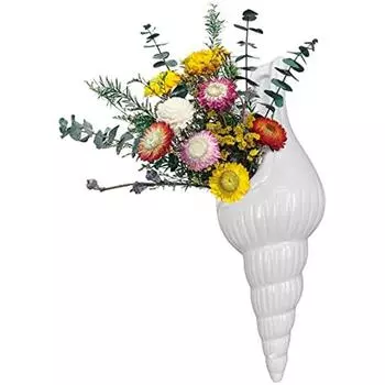 Современная белая керамическая ваза для цветов в виде ракушки, настенная ваза для домашнего декора, фон для гостиной, настенная ваза A style