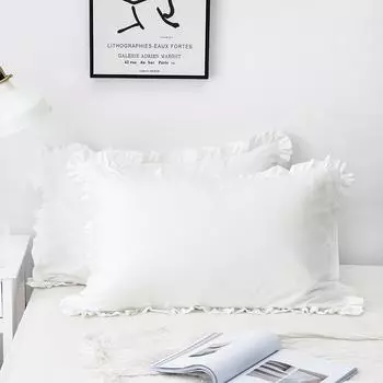 Современная белая наволочка с оборками, декоративные наволочки из стираного хлопка, наволочка в стиле принцессы, 48x74 см 1PCS 48x74cm белый