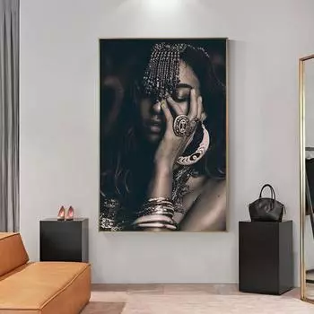 Современная черно-белая обнаженная женская картина маслом на холсте, постеры и принты, скандинавская настенная картина для декора гостиной 21x30 No Frame