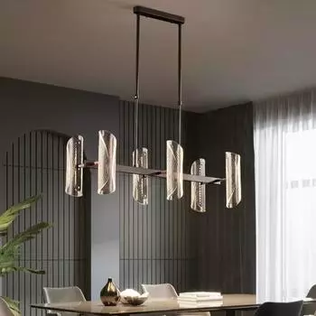 Современная длинная люстра для гостиной, столовой, спальни, минималистская светодиодная акриловая люстра 6 headlights