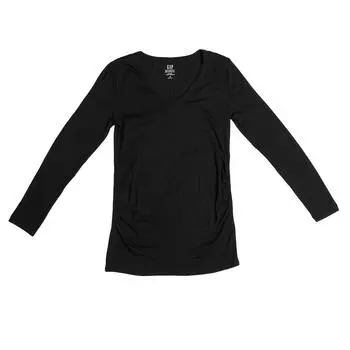 Современная футболка для беременных с V-образным вырезом и длинными рукавами 719653 женщины L чёрный
