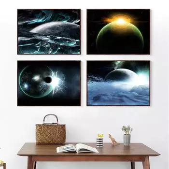 Современная Галактика Холст Картина Космическая Солнечная Система Планета Земля Фото Украшения Спальни Космическая Настенная Живопись Художественный Принт Плакат 21cm30cm NoFrame