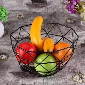 Современная геометрическая проволочная корзина, миска для хранения фруктов, держатель для посуды, стеллаж для выставки товаров чёрный