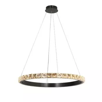 Современная хрустальная люстра с кольцом, черная золотая роскошная люстра для гостиной, спальни, подвесные светильники, светодиодное освещение для домашнего декора Warm White