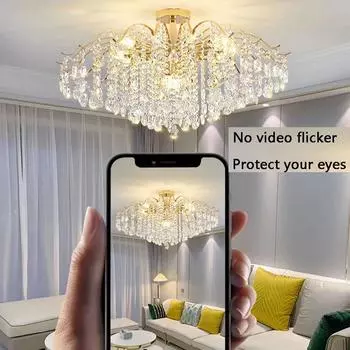 Современная хрустальная светодиодная люстра E14 потолочная люстра для гостиной, спальни, потолочный светильник, люстра, потолочный светильник, домашний декор, роскошь 3 color dimming
