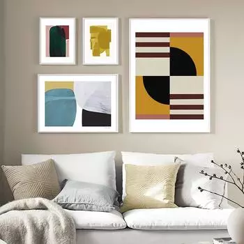 Современная художественная живопись, скандинавская геометрическая абстрактная графическая живопись, украшение для дома, плакат, настенные панно для гостиной 21cm30cm NoFrame