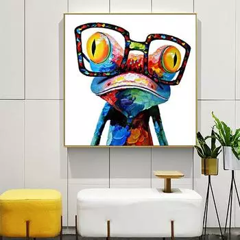 Современная картина маслом лягушки на холсте, постеры и принты, настенные художественные фотографии, украшение дома Куадрос для декора гостиной 21*30cm