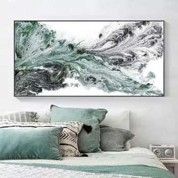 Современная картина на холсте, абстрактная зеленая река, вода, настенная картина для гостиной, домашний декор, скандинавские постеры и принты, без рамки 21*30cm