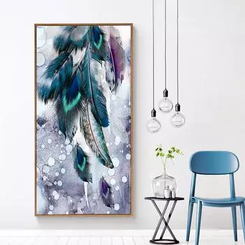 Современная картина на холсте, абстрактные винтажные настенные художественные картины с перьями для гостиной, крыльцо, постеры, принты, украшение для дома, Cuadros 20cm40cm NoFrame