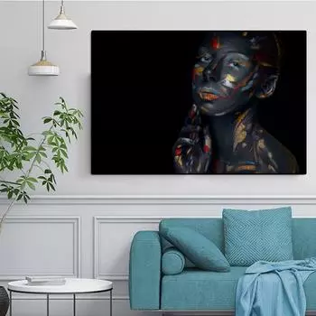 Современная картина на холсте, портретные постеры и принты, абстрактные сексуальные черные африканские женщины, настенные картины для декора гостиной, Cuadros, без рамки 21*30cm