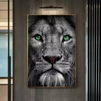 Современная картина на холсте с изображением льва, черно-белые постеры и принты, настенная картина для украшения стены в гостиной, Cuadros 20x30cm