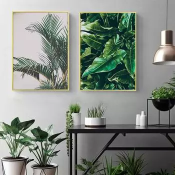 Современная картина на холсте с природой, зеленые листья, картины с растениями, постеры с деревьями, принты для декора гостиной, настенное искусство куадрос 21cm30cm NoFrame