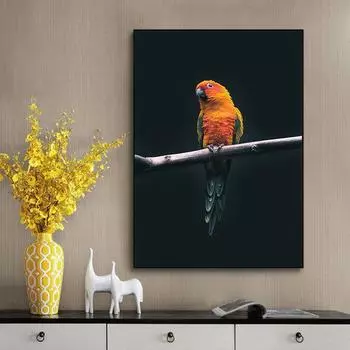 Современная картина на холсте с животными, красный, зеленый, с изображением попугая, плакаты и принты с ара, настенное искусство, украшение для дома, комнаты, настенное искусство, куадрос 21cm30cm NoFrame