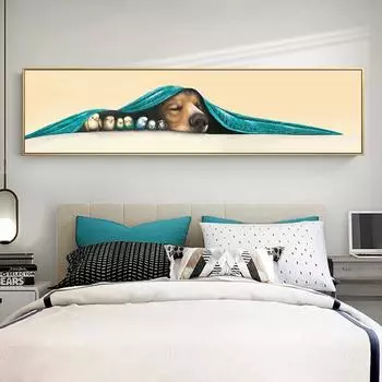 Современная картина на холсте, спящие собаки, принт, постер с изображением животных, настенные художественные настенные панно для гостиной, декора для дома и офиса 20cm40cm NoFrame