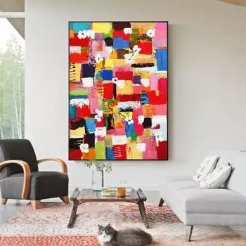 Современная Красочная Картина Маслом Скандинавское Абстрактное Граффити Искусство Холст Картины Настенные Панно для Гостиной Спальни Куадрос Домашний Декор 21cm30cm NoFrame